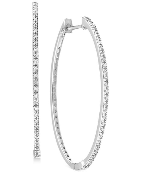 Diamond Medium In & Out Skinny Hoop Earrings (1/5 ct. t.w.) in 10k White Gold, 1.3"
