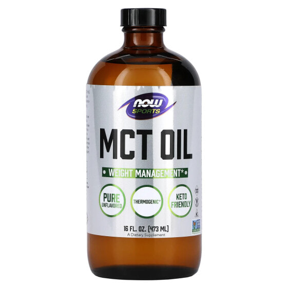 Витамины Для похудения и контроля веса NOW Спорт, MCT Oil без вкуса 16 унций (473 мл)