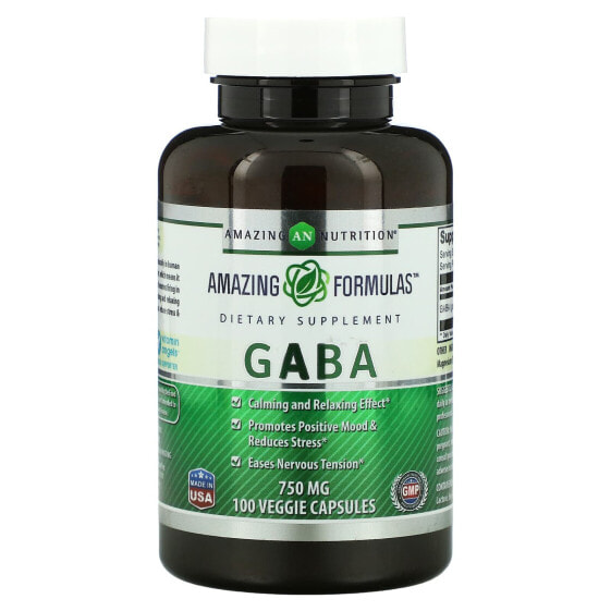 Аминокислоты amazing nutrition Gaba, 750 мг, 100 капсул