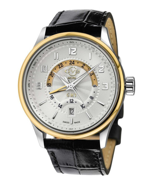 Men's Giromondo Black Leather Watch 42mm