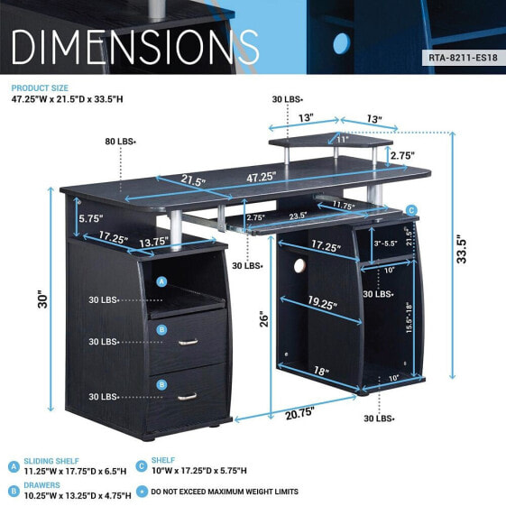 Complete Computer Workstation Desk With Storage