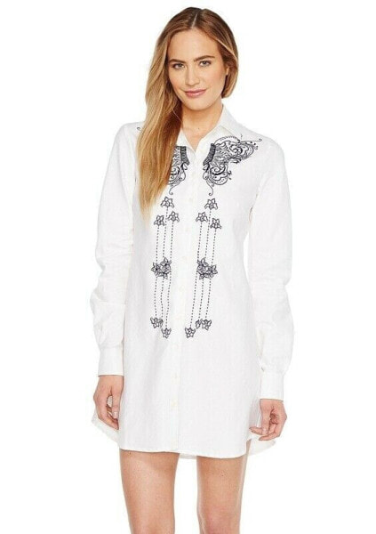 Union of Angels 237600 Womens Aurora Linen Shirt Dress White Size Medium