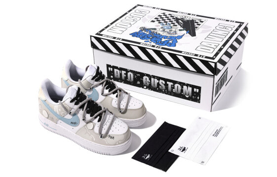 Кроссовки Nike Air Force 1 Low Bubble Story Grey/White Blue