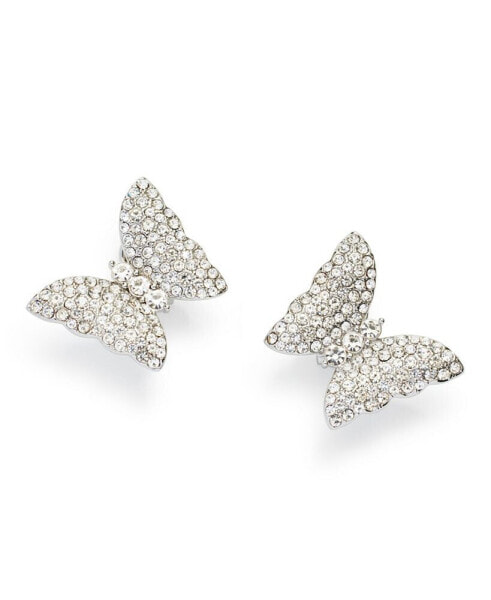 Faux Stone Pave Butterfly Post Earrings