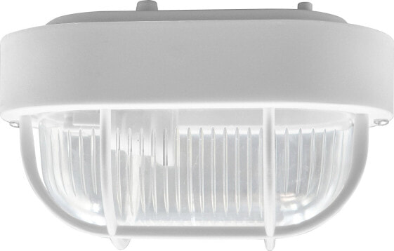 Lampa sufitowa Orno OVAL 7040 STYL, oprawa oświetleniowa, 40W, E27, IP44, IK10, klosz poliwęglan przeźroczysty, podstawa polipropylen, siatka plastikowa, szara