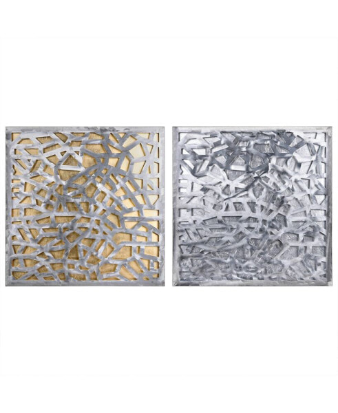 Enigma Polished Steel Leaf 3D Abstract Metal Wall Art, Set of 2, 32" x 64"