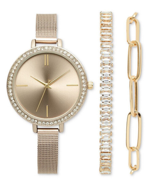 Women's Gold-Tone Mesh Bracelet Watch 38mm Gift Set, Created for Macy's