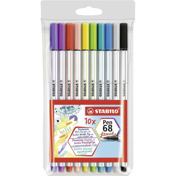 Набор маркеров Stabilo Pen 68 Brush 10 Предметы Разноцветный