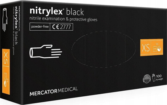 Mercator Medical rękawice diagnostyczne nitrylex black rozmiar XS 100 sztuk RD30104001