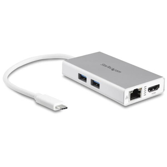StarTech.com USB-C Multiport Adapter - USB-C Travel Docking Station w/ 4K HDMI - 60W Power Delivery Pass-Through - GbE - 2pt USB-A 3.0 Hub - Portable Mini USB Type-C Dock for Laptop - White - Wired - USB 3.2 Gen 1 (3.1 Gen 1) Type-C - 60 W - USB Type-A - USB Type-C -