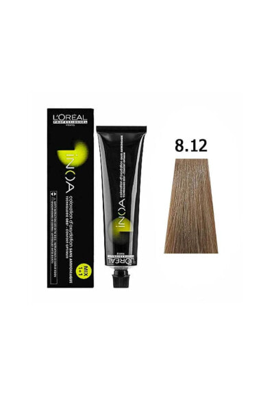 Inoa 8,12 Natural Light Ash Blonde Ammonia Free Oil Based Permament Hair Color Cream 60ml Keyk.*