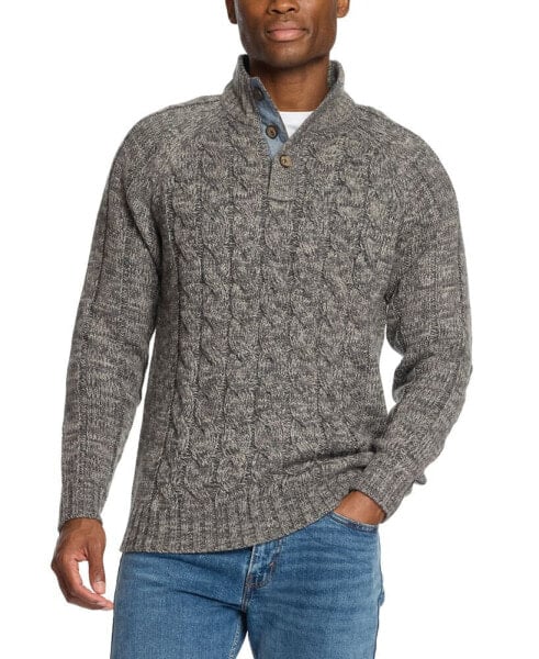 Men's Cable Knit Quarter Button Long Sleeve Sweater