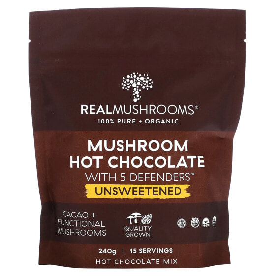 Mushroom Hot Chocolate with 5 Defenders, Unsweetened, 240 g