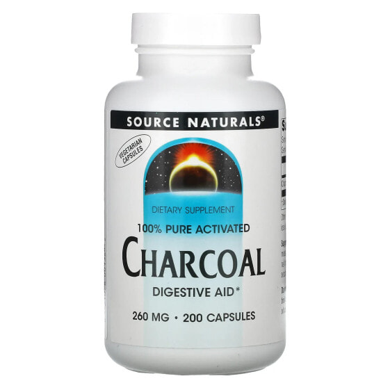 100% Pure Activated Charcoal, 260 mg, 200 Capsules