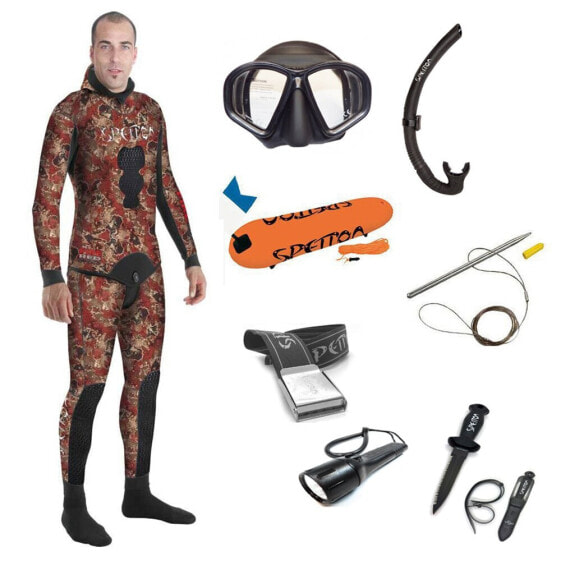 SPETTON Pack Fire Red Camo Elite Pro 3 mm diving wetsuit