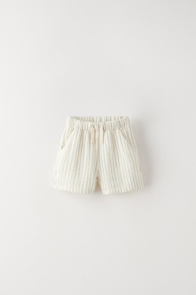 Striped crepe bermuda shorts