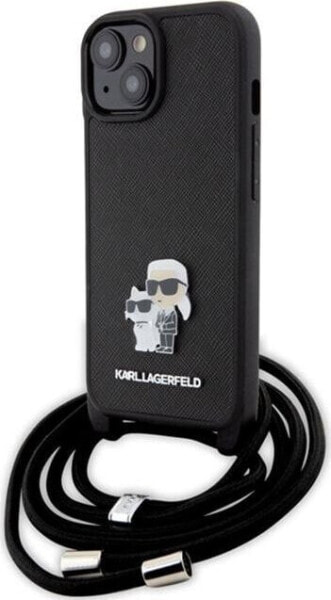 Karl Lagerfeld Karl Lagerfeld KLHCP15MSAKCPSK iPhone 15 Plus 6.7" hardcase czarny/black Crossbody Saffiano Metal Pin Karl & Choupette