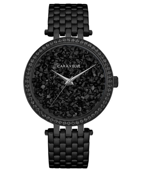 Часы и аксессуары Caravelle Женские черные часы на браслете из нержавеющей стали 38 мм