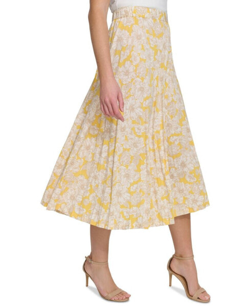 Women's Floral-Print Pull-On Midi Skirt