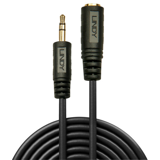 Lindy 5m Premium Audio 3.5mm Jack Extension Cable, 3.5mm, Male, 3.5mm, Female, 5 m, Black