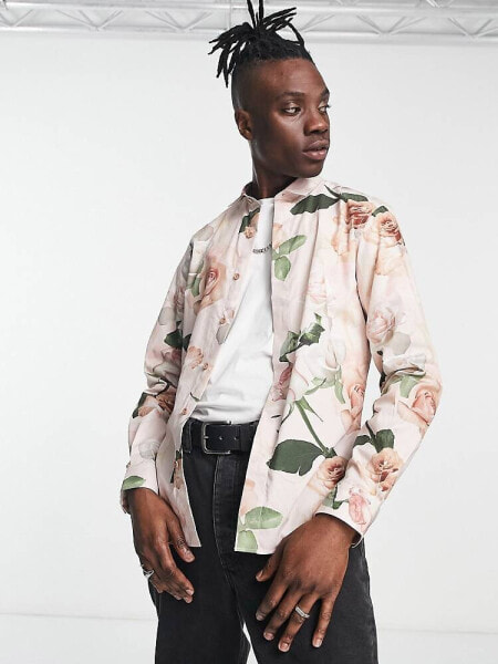 Twisted Tailor lincoln shirt in pink floral print