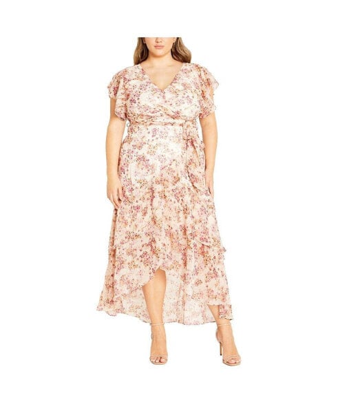 Plus Size Flirty Tier Print Maxi Dress