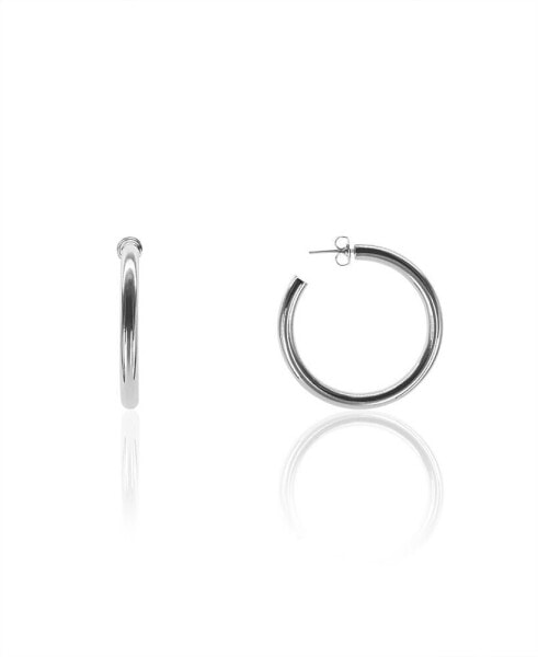 Liv 1 1/2" Medium Hoops in White Gold- Plated Brass, 40mm
