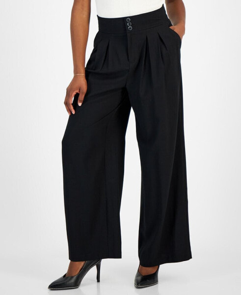 Petite Pleated Wide-Leg Pants, Created for Macy's