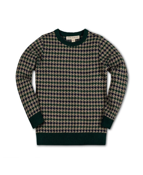 Boys Organic Long Sleeve Intarsia Crew Neck Pullover Sweater, Infant