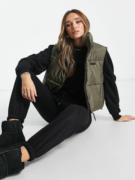 Tala cropped gilet jacket in khaki