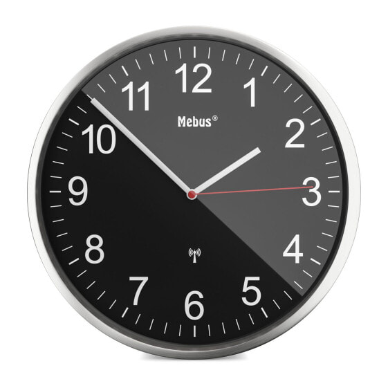 Mebus 19578 - Mechanical wall clock - Round - Black - Metallic - Metal - Modern - Battery