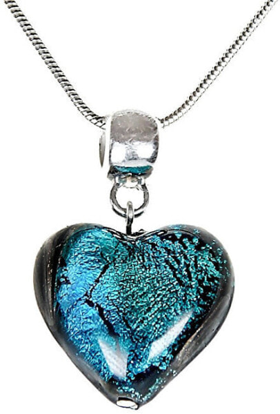 Колье Exceptional Turquoise Heart с жемчугом Lampglas и чистым серебром NLH5