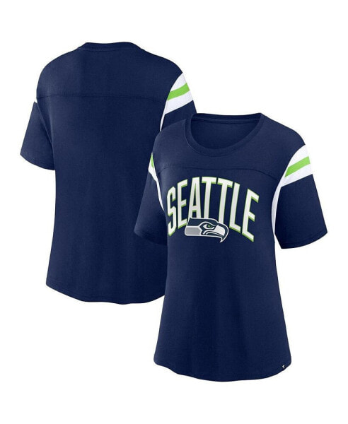 Women's College Navy Seattle Seahawks Earned Stripes T-shirt