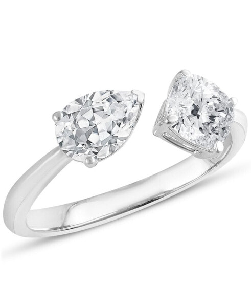 Lab Grown Diamond Pear & Cushion Cuff Ring (1-1/2 ct. t.w.) in 14k White Gold