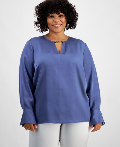 Plus Size Long-Sleeve Top, Created for Macy's