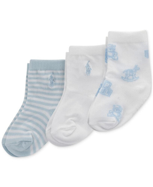 Baby Boys Tossed Bear Socks, Pack of 3