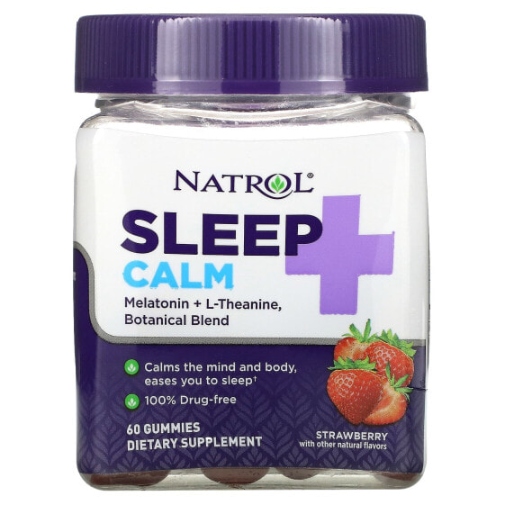 Витамины для нервной системы Natrol Sleep + Calm, клубника, 60 жевательных мишек
