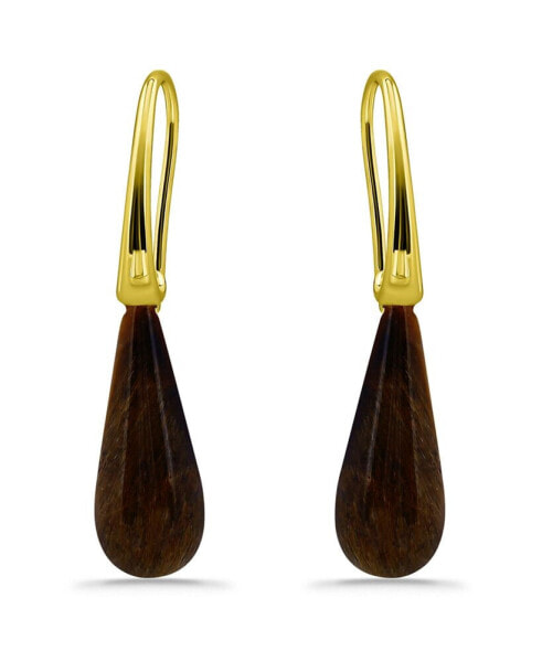 14K Gold Plated Multi Genuine Stone Teardrop Earrings