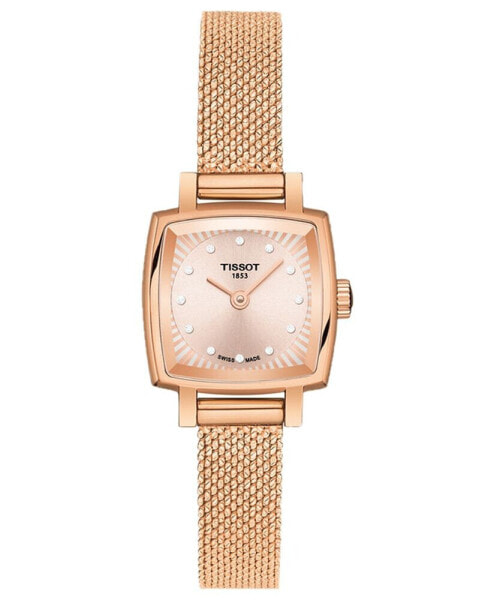 Women's Swiss T-Lady Lovely Diamond Accent Rose Gold Mesh Bracelet Watch 20mm