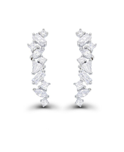 Cubic Zirconia Multi Shape Ear Climbers in Sterling Silver