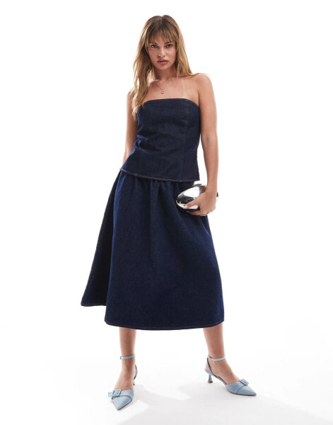 ASOS DESIGN denim circle skirt in indigo