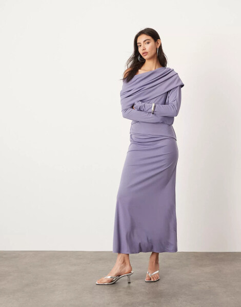 ASOS EDITION jersey long sleeve slouchy maxi dress with layering detail in blue