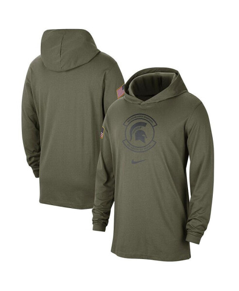 Men's Olive Michigan State Spartans Military-Inspired Pack Long Sleeve Hoodie T-shirt