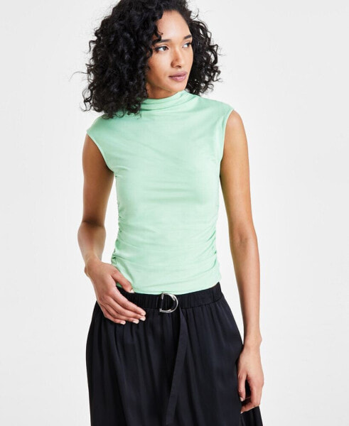 Women's Sleeveless Mock-Neck Cropped Top, Created for Macy's