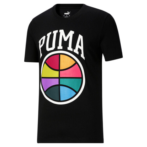 Puma Box Out Ball Graphic Crew Neck Short Sleeve T-Shirt Mens Black Casual Tops