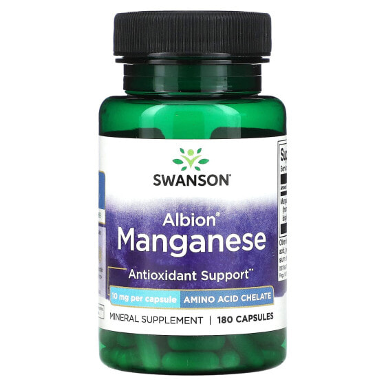 Swanson, Albion марганец, 10 мг, 180 капсул