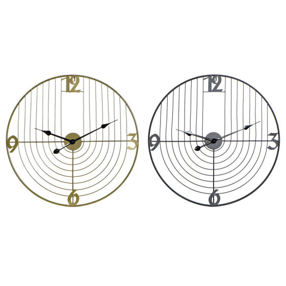 Настенные часы DKD Home Decor Чёрный Позолоченный Металл современный (2 штуки)