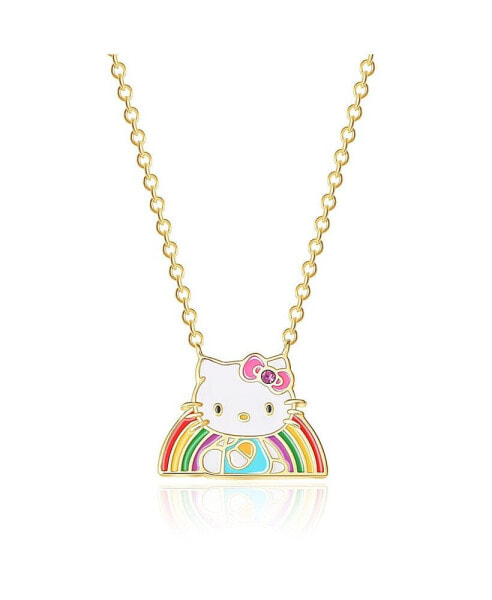 Sanrio Yellow Gold Plated Crystal Rainbow Necklace - 18'' Chain, Officially Licensed Authentic