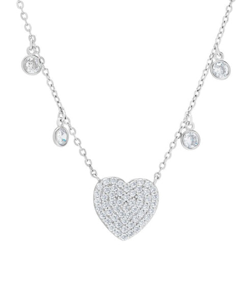 Macy's silver Plated Brass Cubic Zirconia Pave Heart Necklace