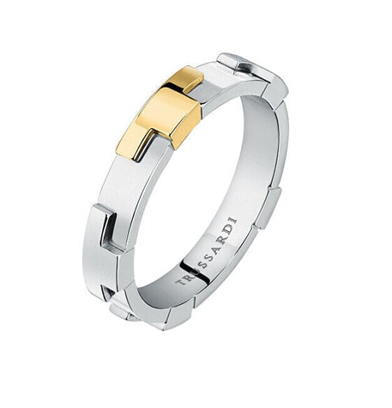 Modern steel bicolor ring T-Logo TJAXC72